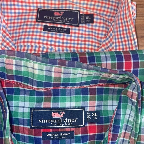 (2) Men Size XL Boy 18 Vineyard Vines Button Down Dress Shirts Red Blue Men S - Picture 8 of 12
